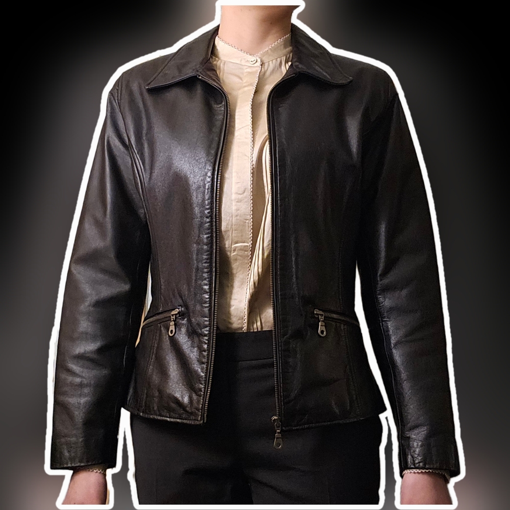 Black Leather Jacket. Drum Dyed Cowhide Carlo Amboldi Shafmaster Leather Co.